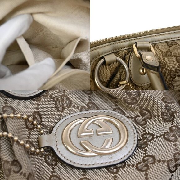 GUCCI GG Pattern Sukey 2Way Shoulder Hand Bag Canvas Leather Brown Gold 89EE813 - Picture 14 of 16
